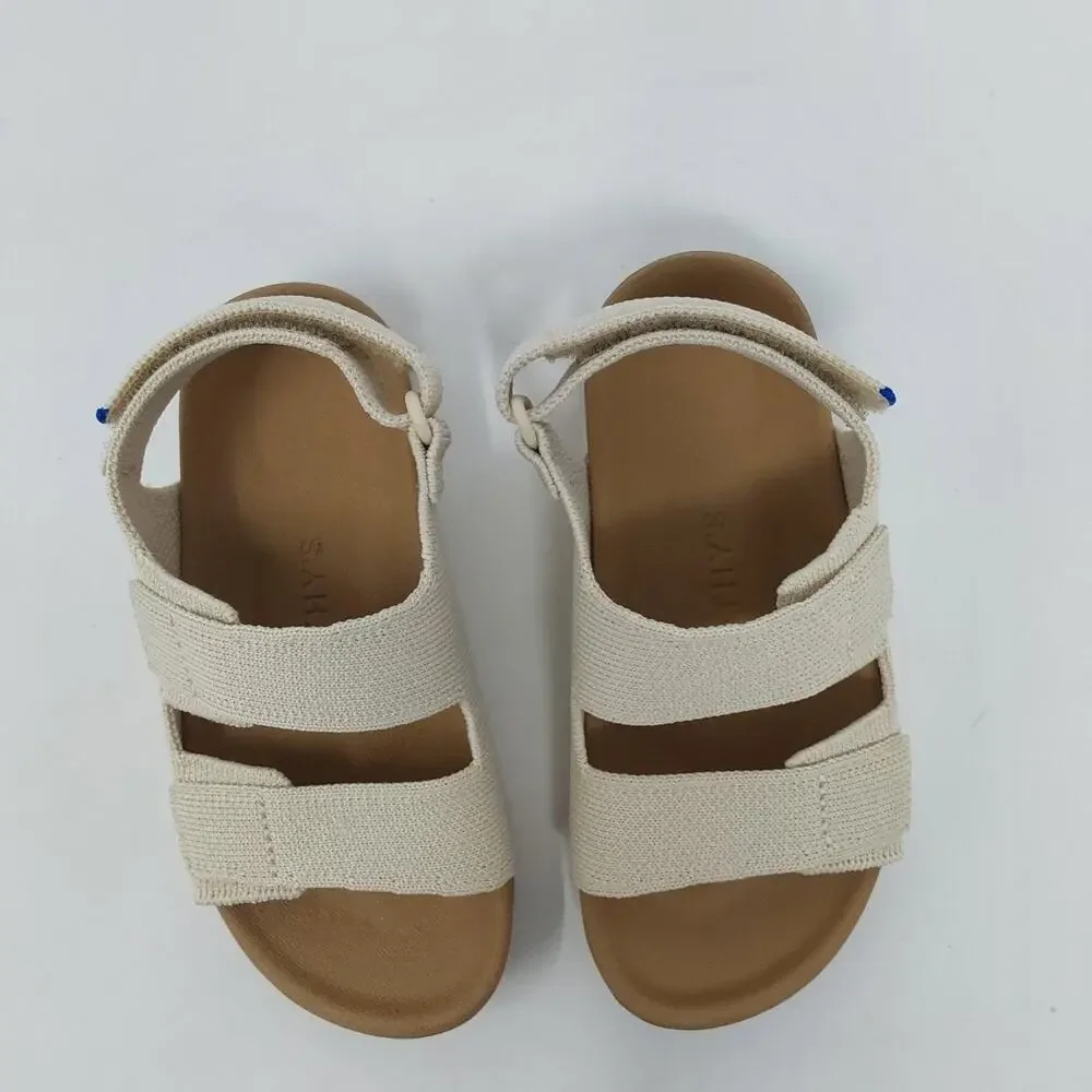 Rothy's Kids Double Strap Sandal Conch Beige Knit US Kids 10 EU 27 NIB